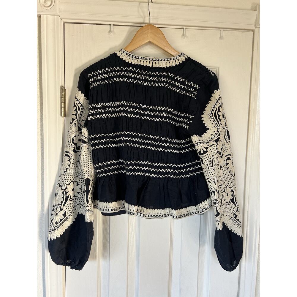 Veronica Beard womens navy/off white Dorian embroidered linen blend jacket NWT S - Picture 11 of 13